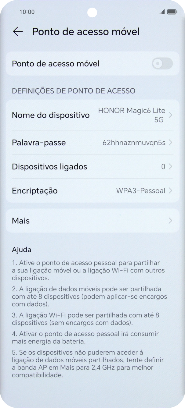 Prima Palavra-passe e introduza a password pretendida.