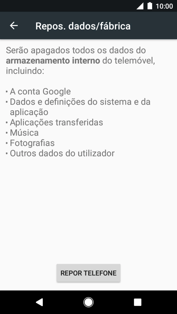 Prima REPOR TELEFONE.