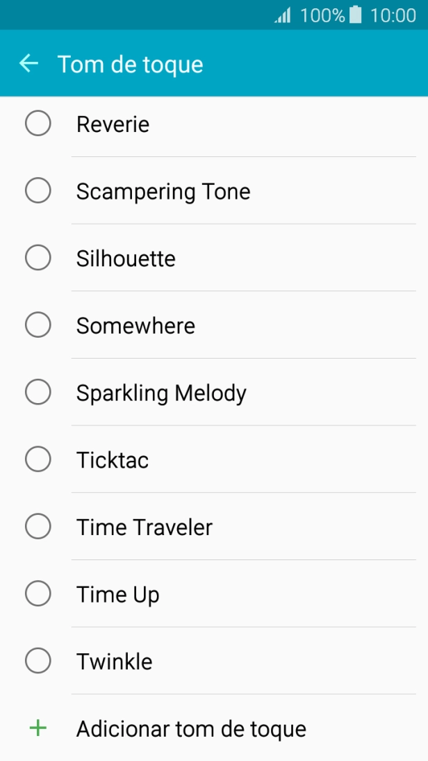 Prima Adicionar tom de toque.
