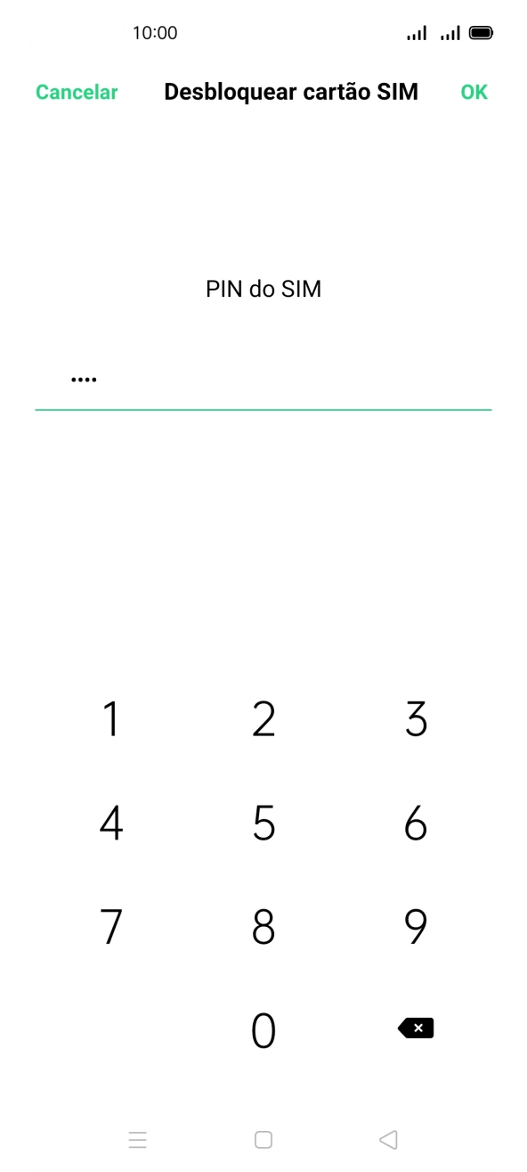 Introduza o seu código PIN e prima OK.