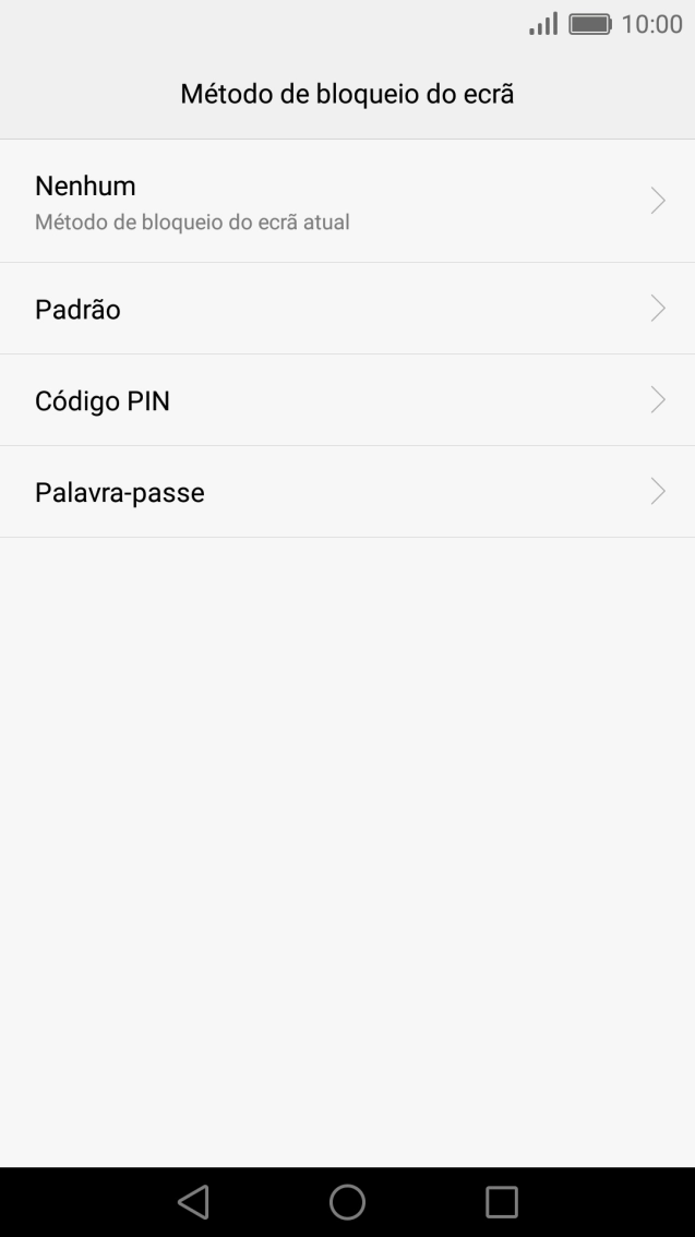 Prima Padrão, e deslize o dedo no ecrã ligando pelo menos quatro pontos, e repita o código de bloqueio escolhido