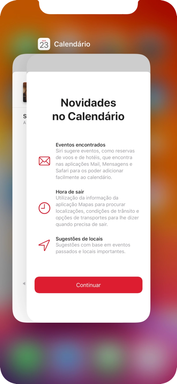Deslize o dedo para cima sobre a aplicação pretendida para a terminar.