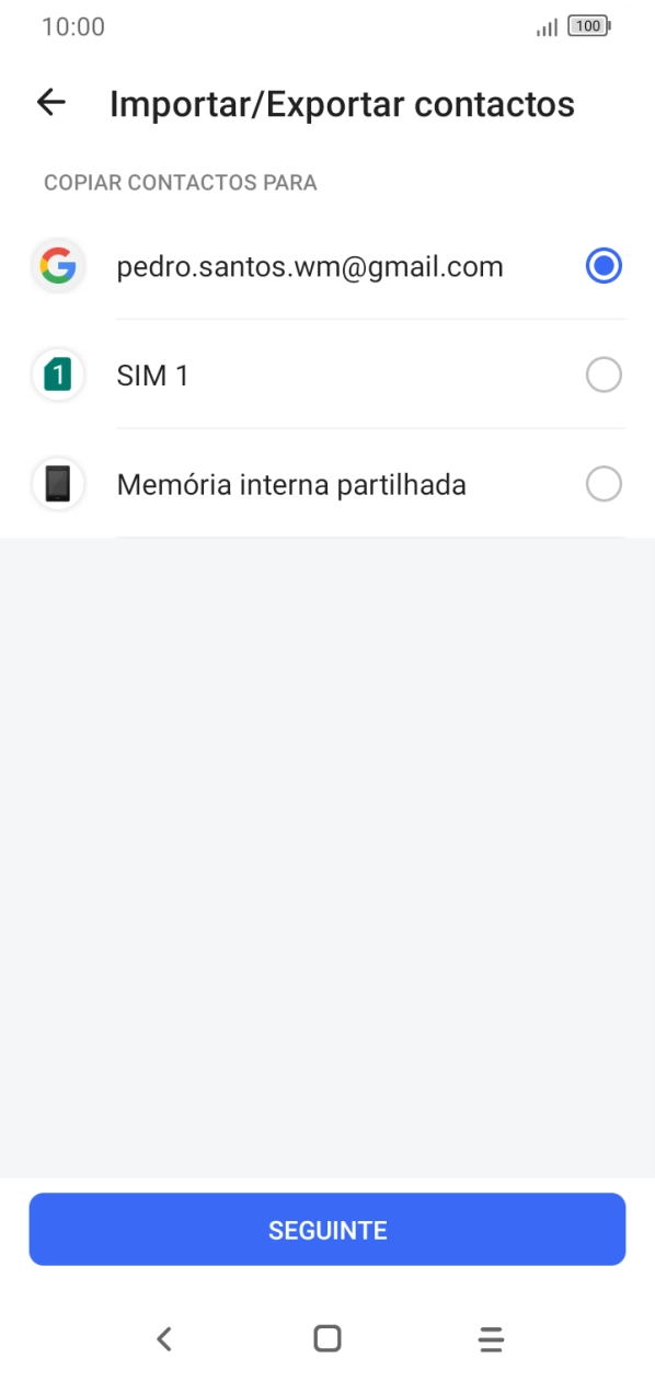 Prima o nome do cartão SIM.