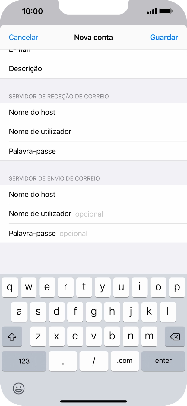 Prima Nome de utilizador e introduza o nome de utilizador da sua conta de e-mail.