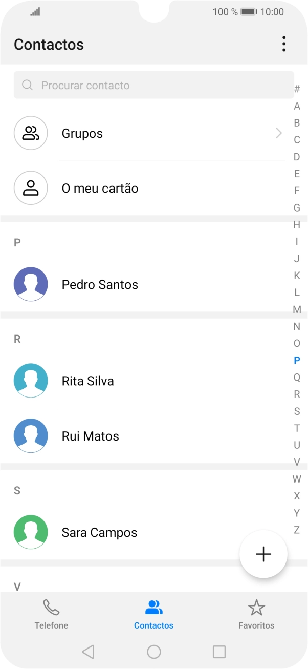 Prima o ícone de novo contacto.
