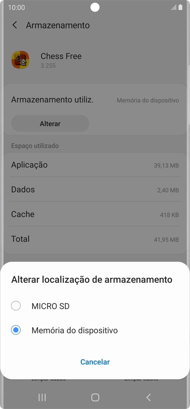 Prima o nome do cartão de memória.