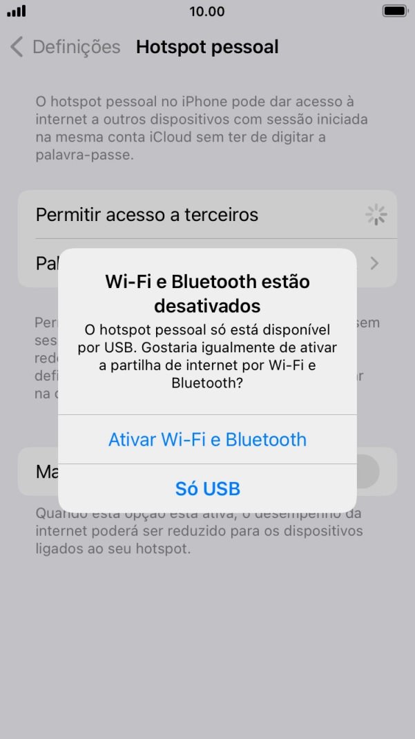 Se o Wi-Fi estiver desativado, prima Ativar Wi-Fi e Bluetooth.