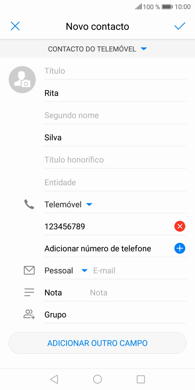 Prima o ícone para aceitar.