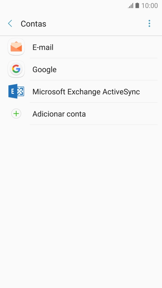 Se o ecrã mostrar esta imagem, a sua conta foi identificada e configurada automaticamente. Siga as indicações no ecrã para introduzir informações adicionais e concluir a configuração.
