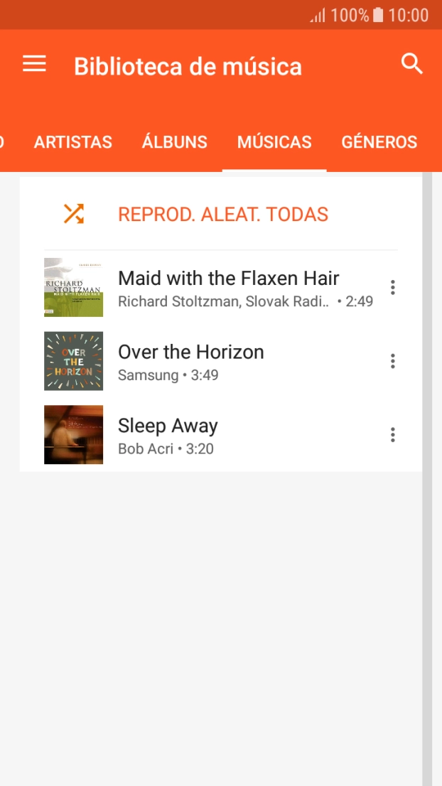 Prima o ficheiro de música pretendido.