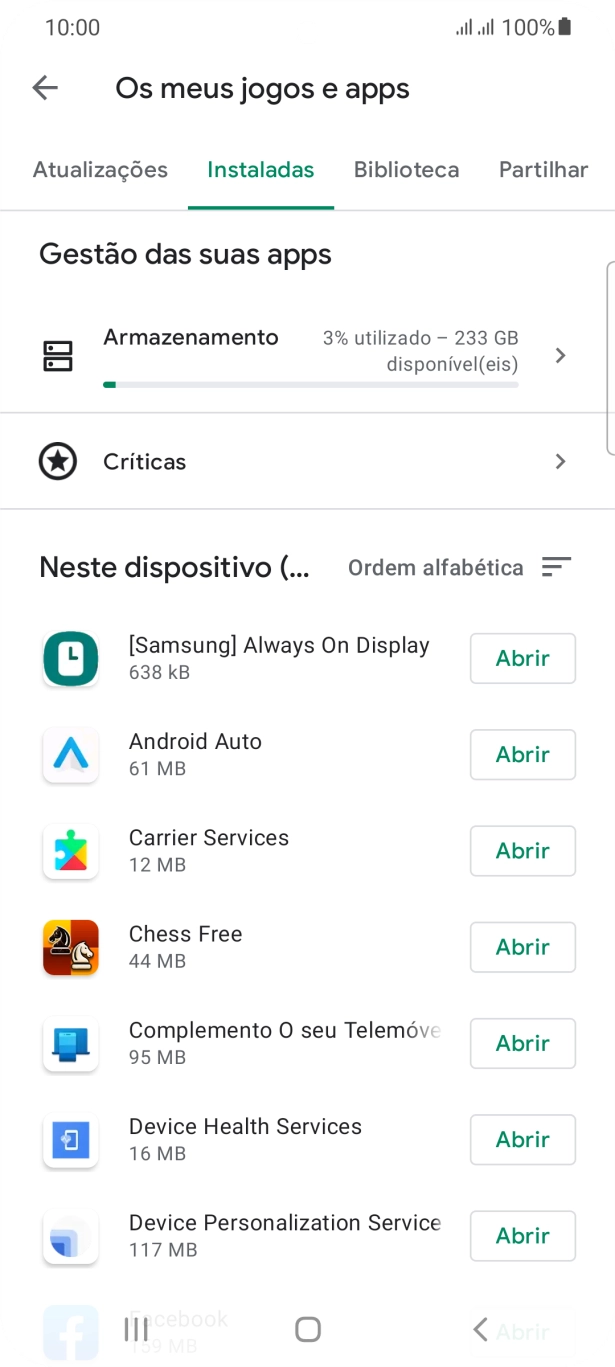 Prima a app pretendida.