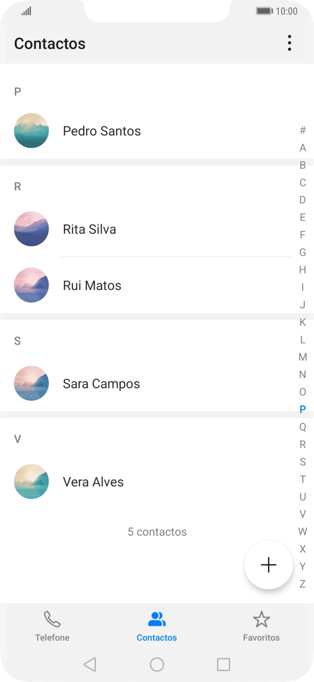 Prima o ícone de novo contacto.
