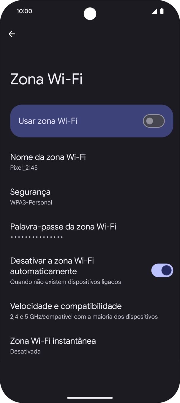 Prima Palavra-passe da zona Wi-Fi e introduza a password pretendida.