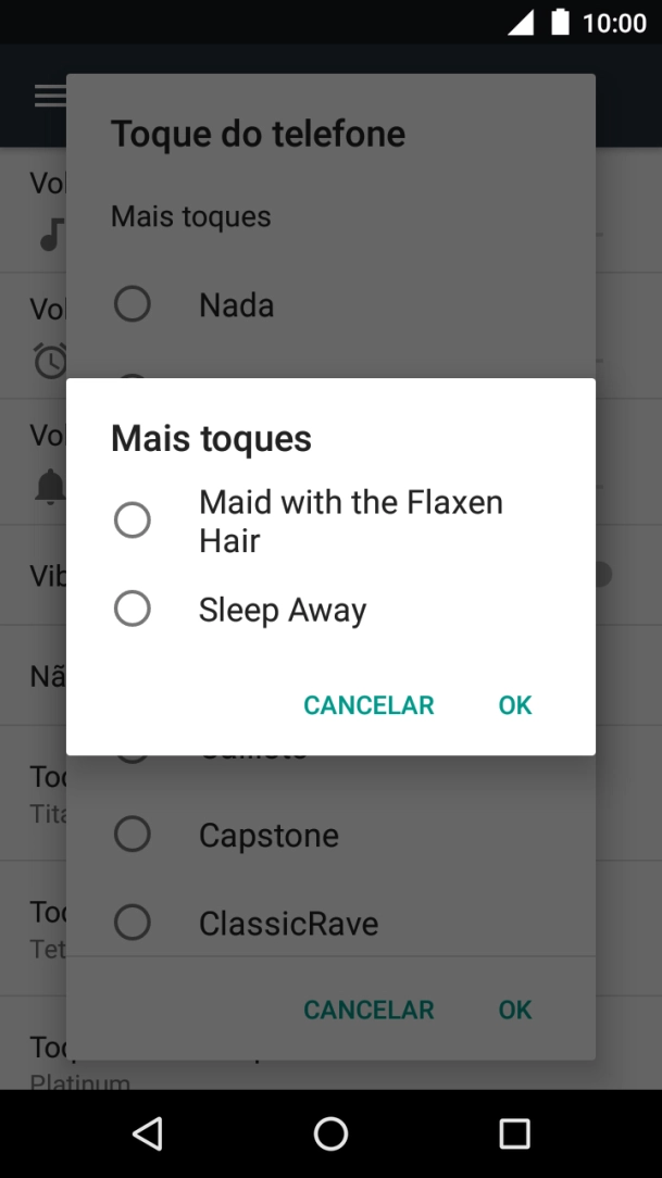 Prima os tons de toque pretendidos para os ouvir.