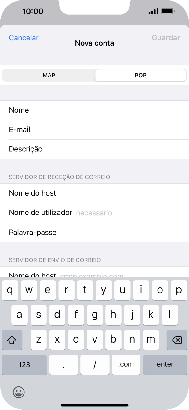 Prima Nome de utilizador e introduza o nome de utilizador da sua conta de e-mail na Vodafone.