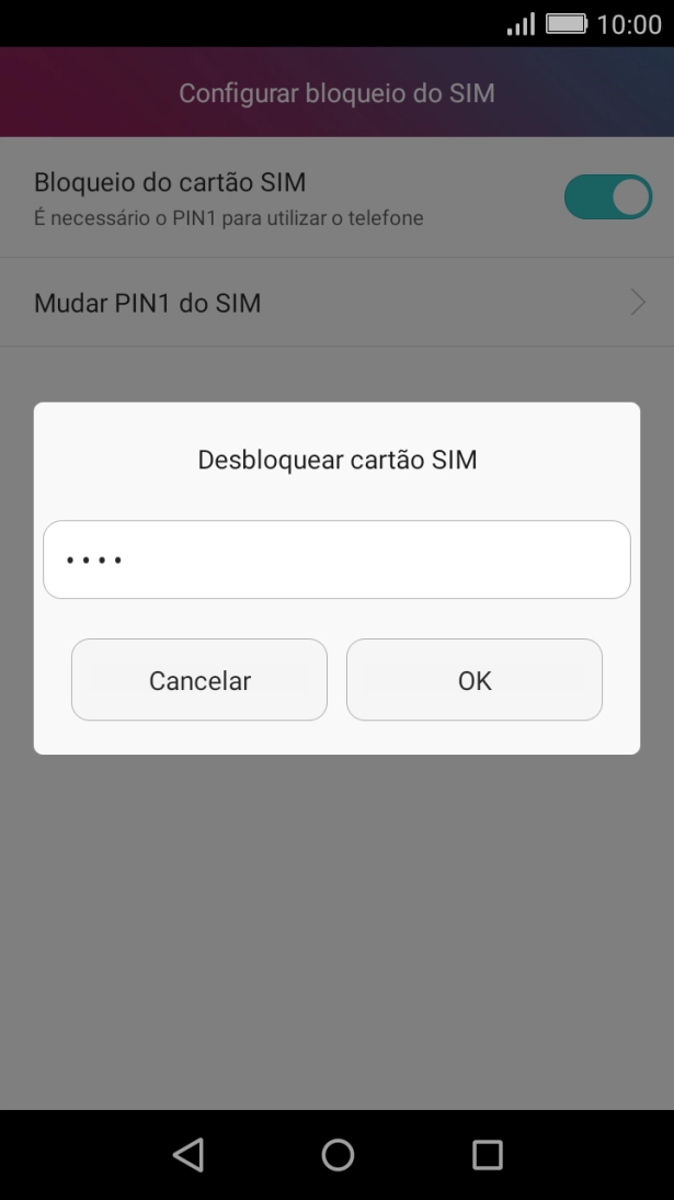 Introduza o seu código PIN e prima OK.