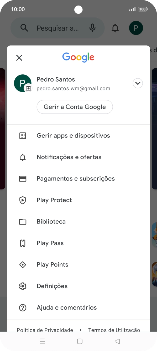 Prima Gerir apps e dispositivos.