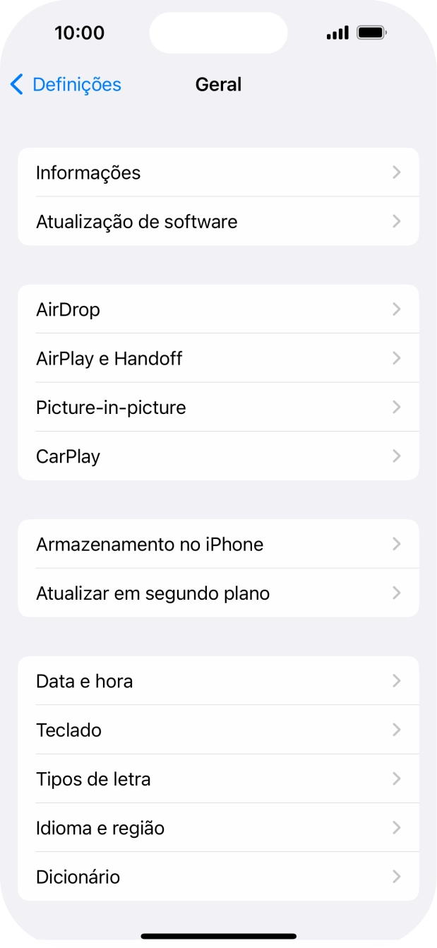 Prima Atualização de software. Se existir uma nova versão de software disponível, será agora indicado no ecrã. Siga as indicações no ecrã para atualizar o software do telefone.