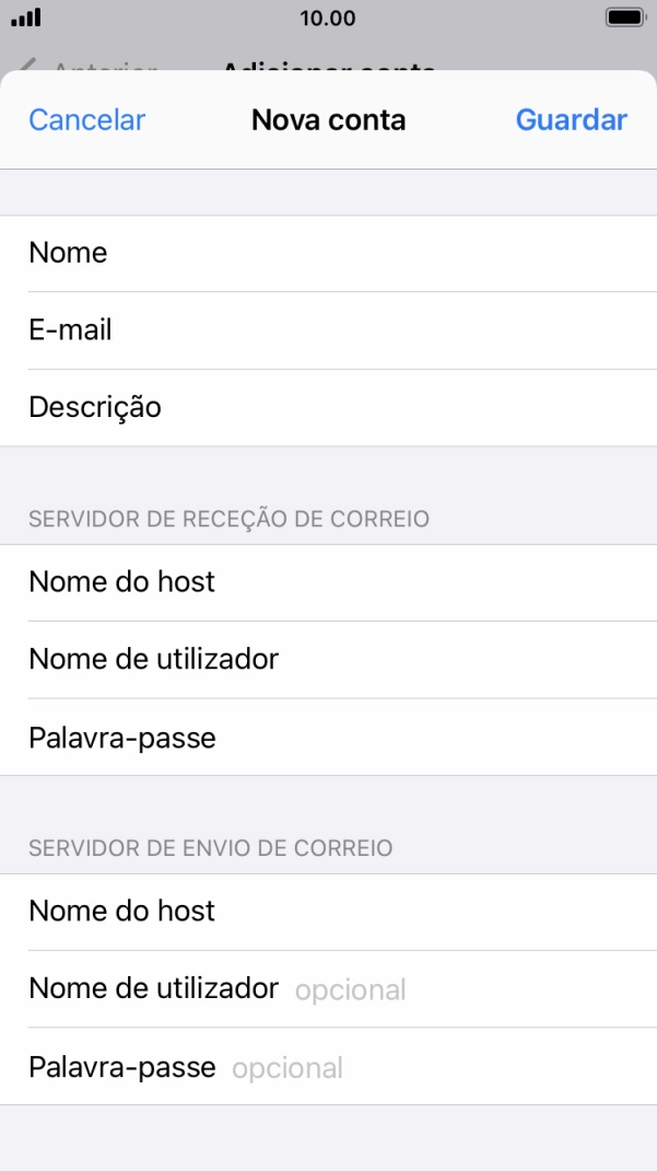 Prima Nome de utilizador e introduza o nome de utilizador da sua conta de e-mail na Vodafone.