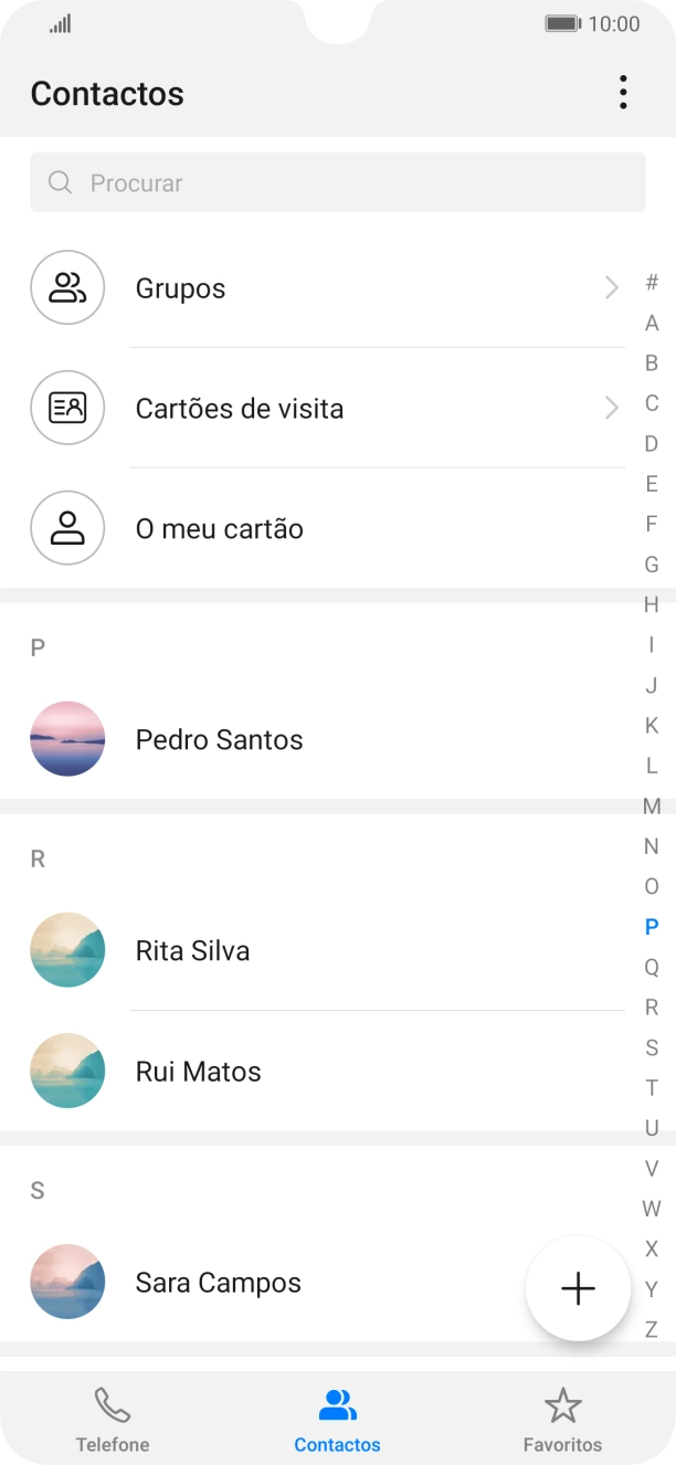 Prima o ícone de novo contacto.