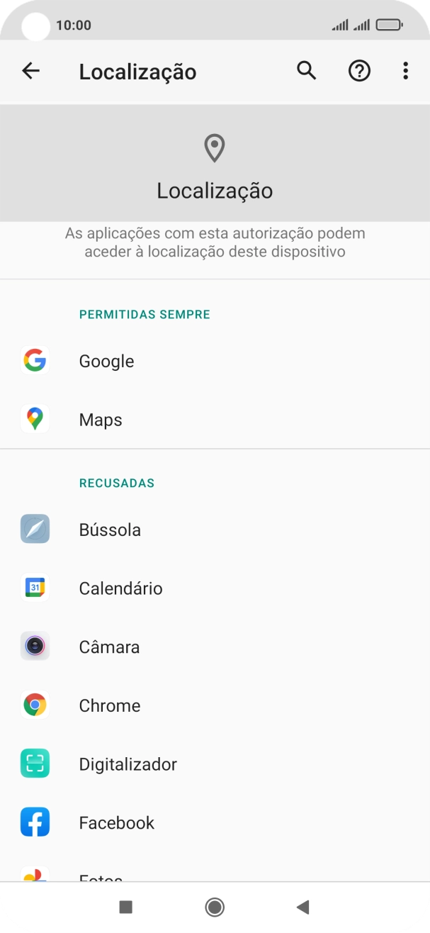 Prima a app pretendida.