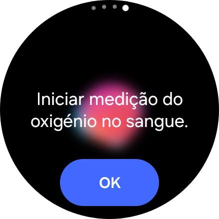 Prima OK e aguarde enquanto o smartwatch mede a saturação de oxigénio no sangue.