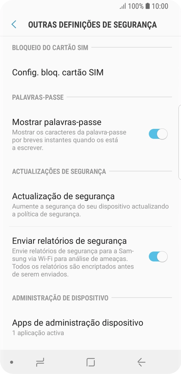 Prima Config. bloq. cartão SIM.