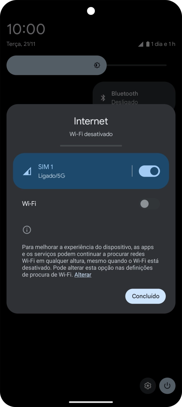 Prima o indicador para ativar ou desativar a função.