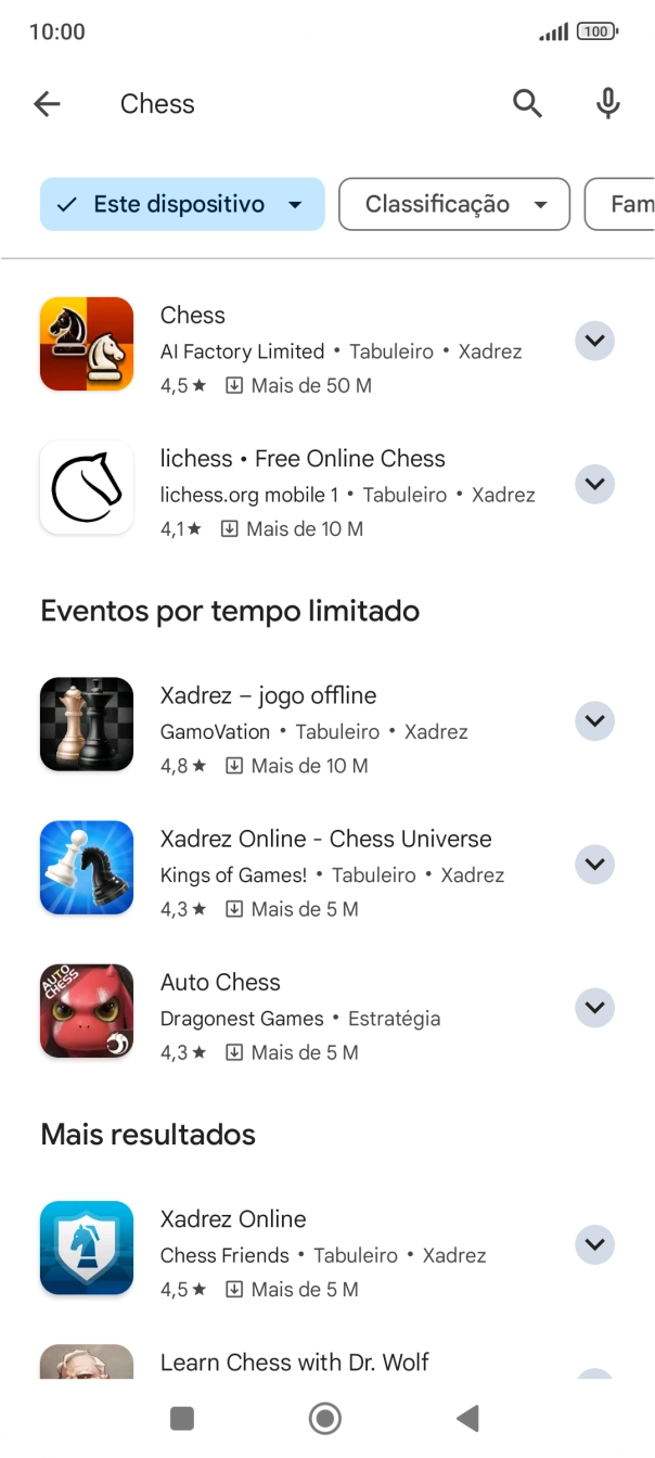 Prima a app pretendida.