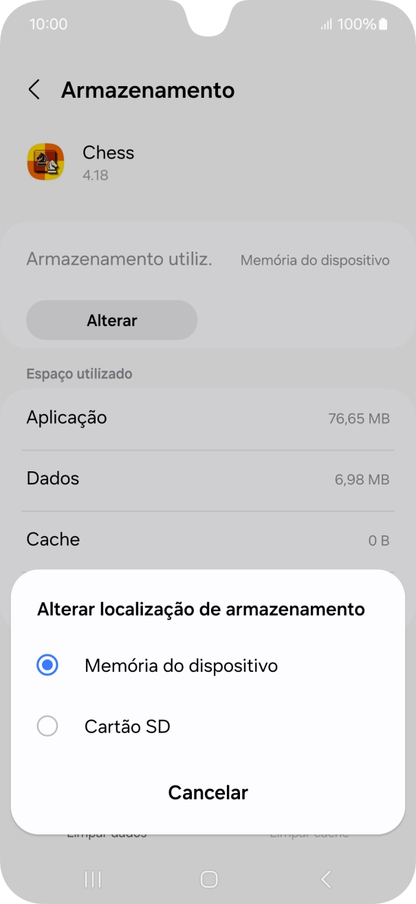 Prima o nome do cartão de memória.
