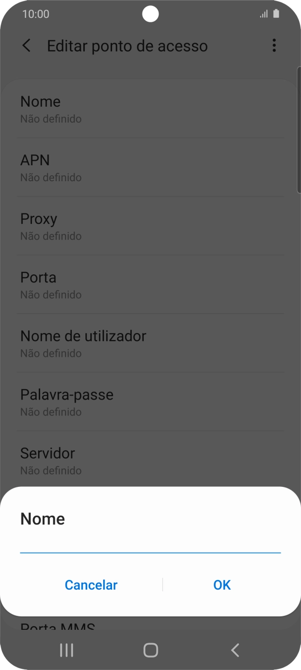 Introduza Vodafone Internet e prima OK.