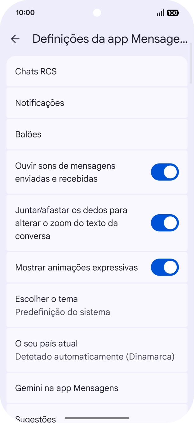 Prima Gemini na app Mensagens.