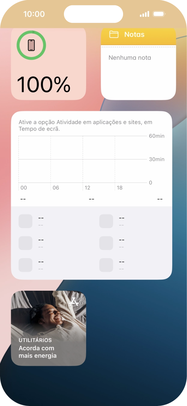Mantenha premido o widget pretendido até aparecer um menu no ecrã.