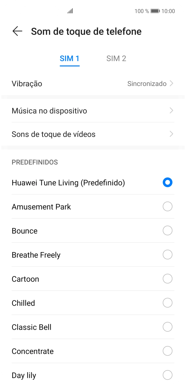 Prima Músicas no dispositivo.