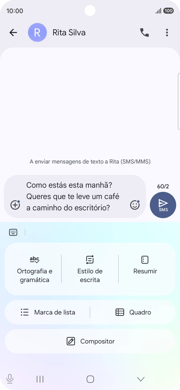 Para alterar o estilo de escrita do seu texto, prima em Estilo de escrita e siga as indicações no ecrã, para utilizar a função.