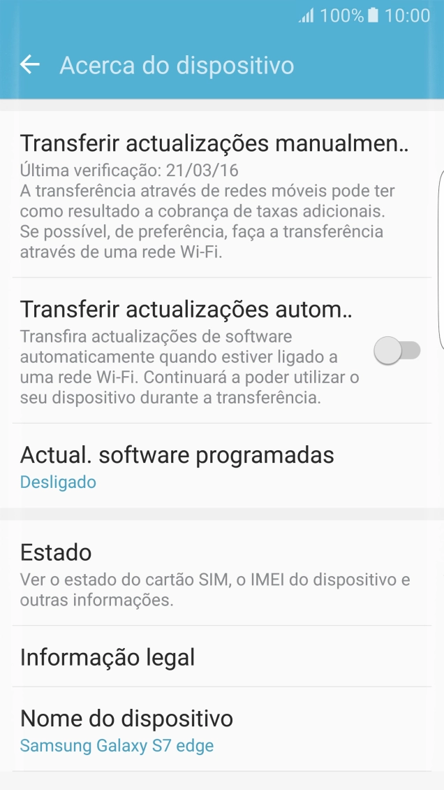Prima Transferir actualizações manualmente. Se existir uma nova versão de software disponível, será agora indicado no ecrã. 
Siga as indicações no ecrã para atualizar o software do telefone.