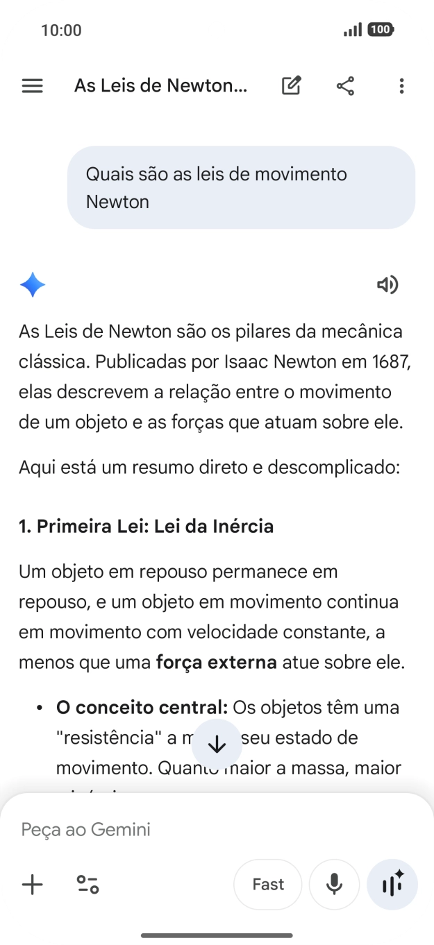 A transcrição da conversa com a Gemini Live é agora mostrada no ecrã.