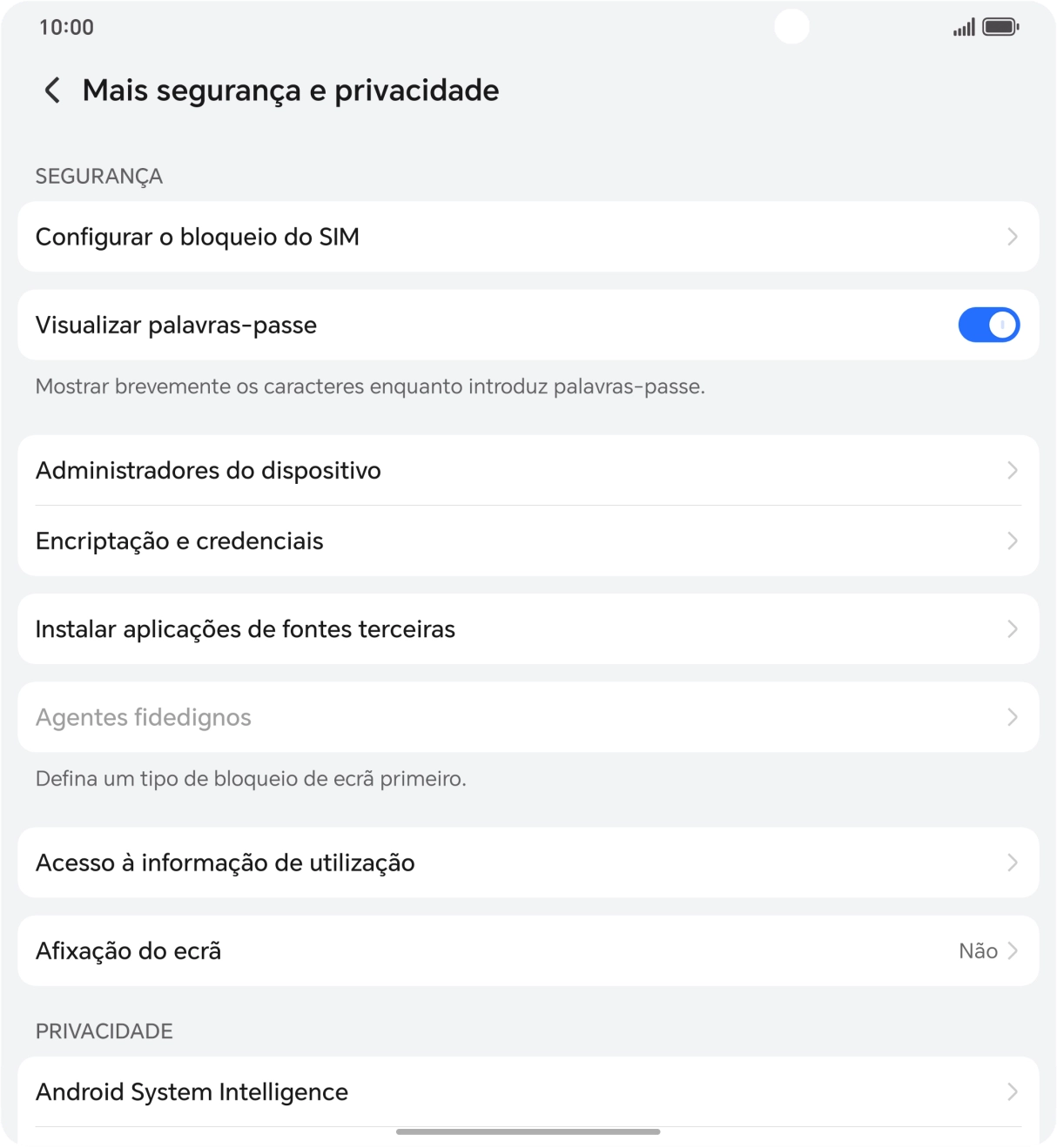 Prima Configurar o bloqueio do SIM.