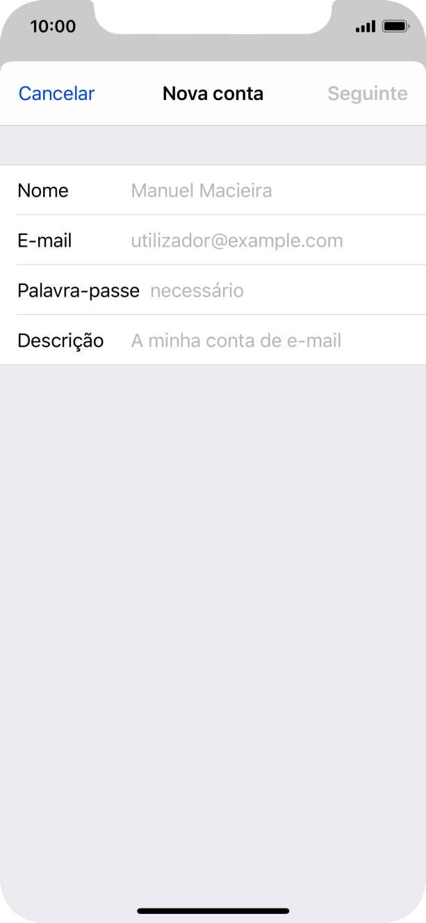 Prima Nome e introduza o nome do remetente pretendido.