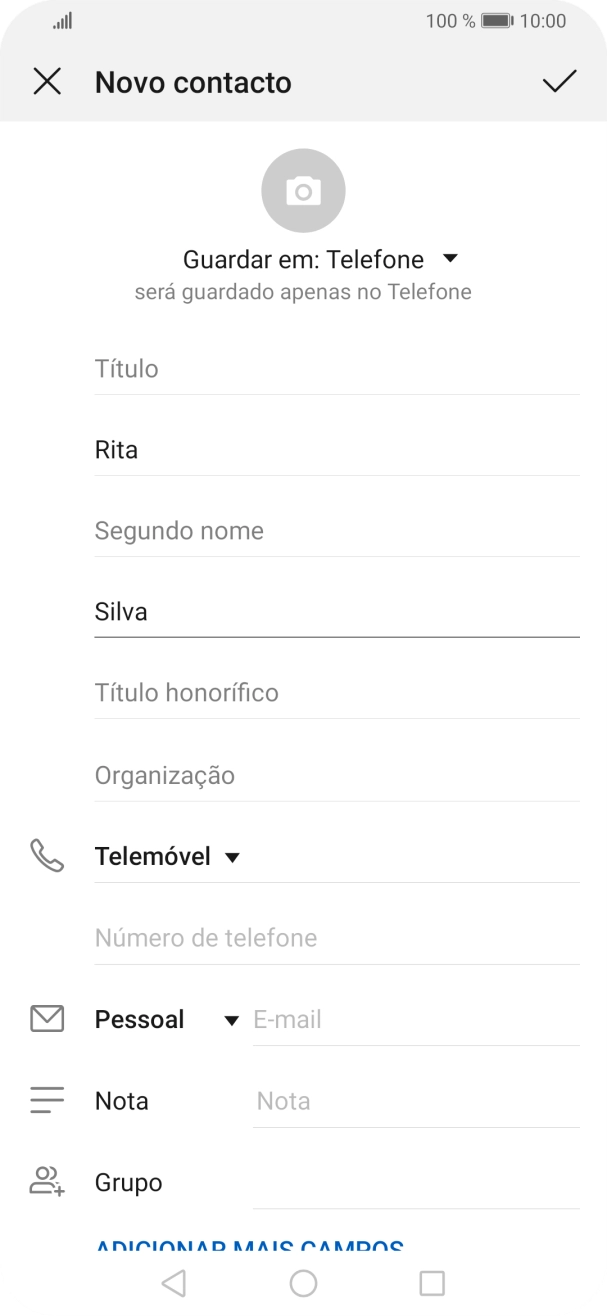 Prima Número de telefone e introduza o número de telefone pretendido.