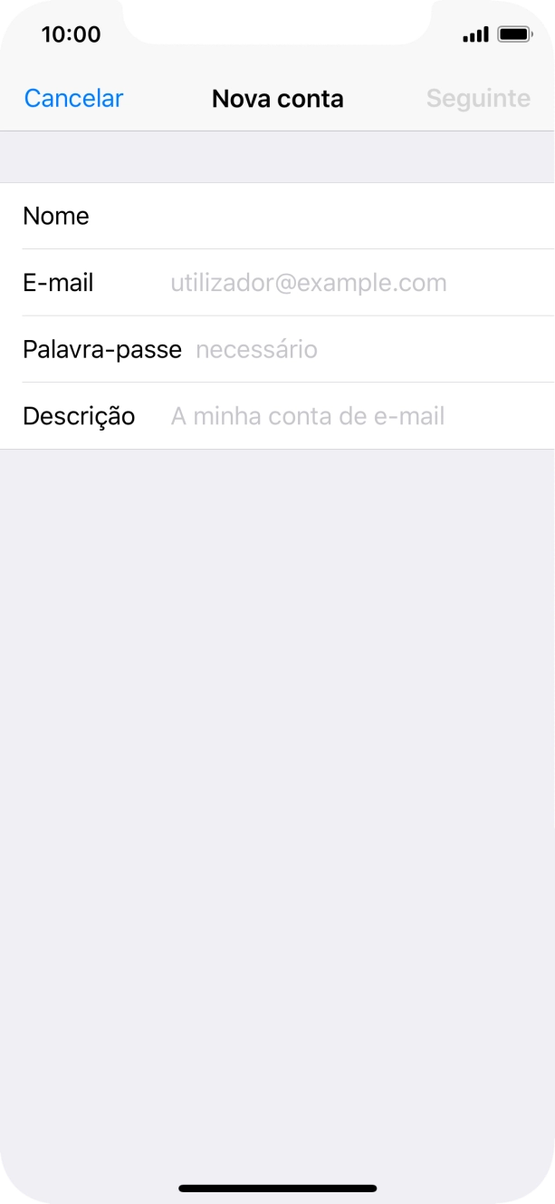 Prima E-mail e introduza o seu endereço de e-mail.