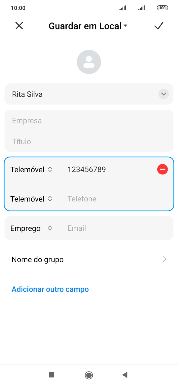 Prima o ícone para guardar.