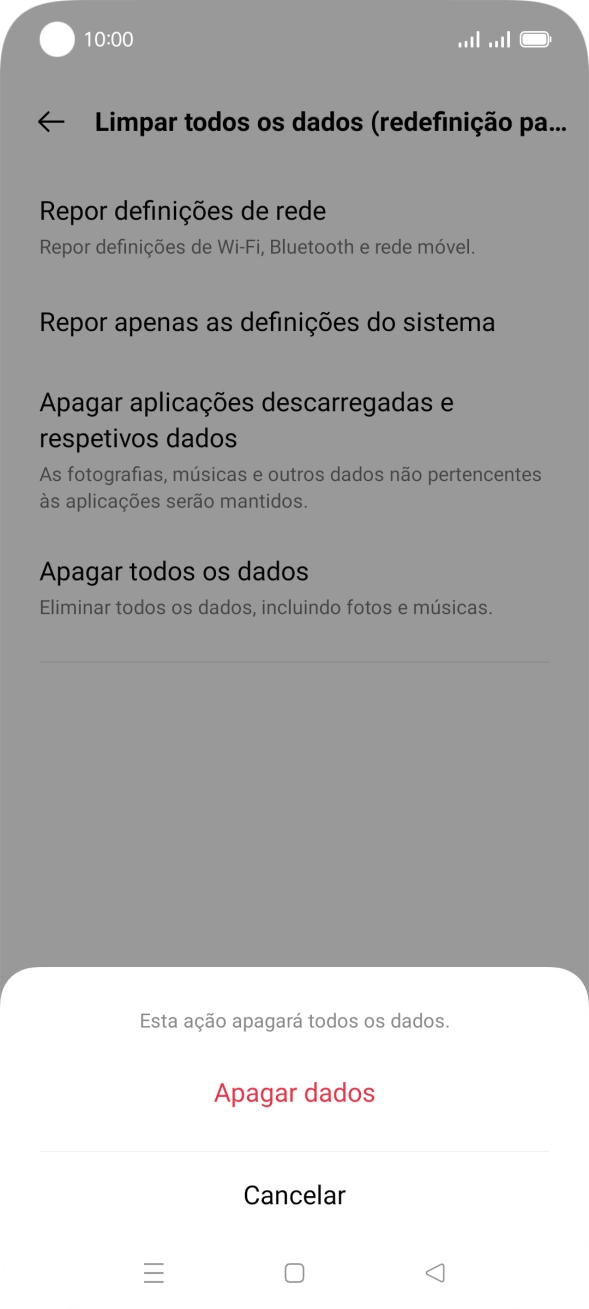 Prima Apagar dados.