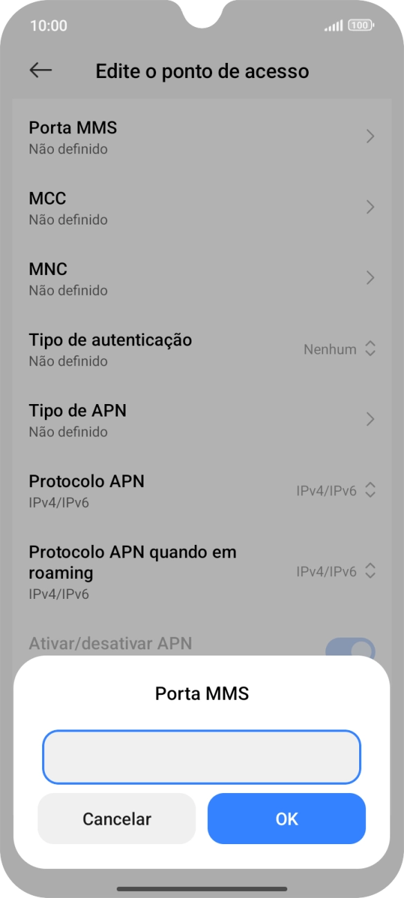 Introduza 80 e prima OK.