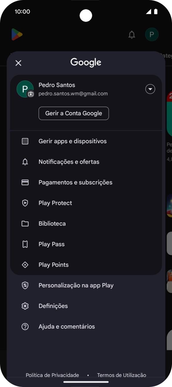 Prima Gerir apps e dispositivos.