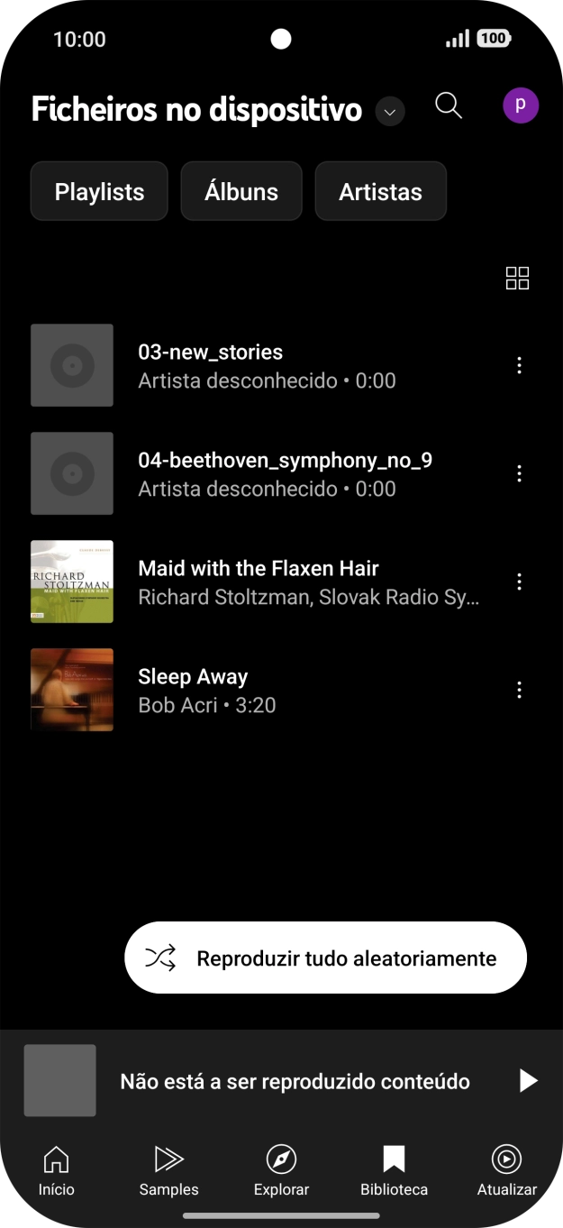 Prima o ficheiro de música pretendido.