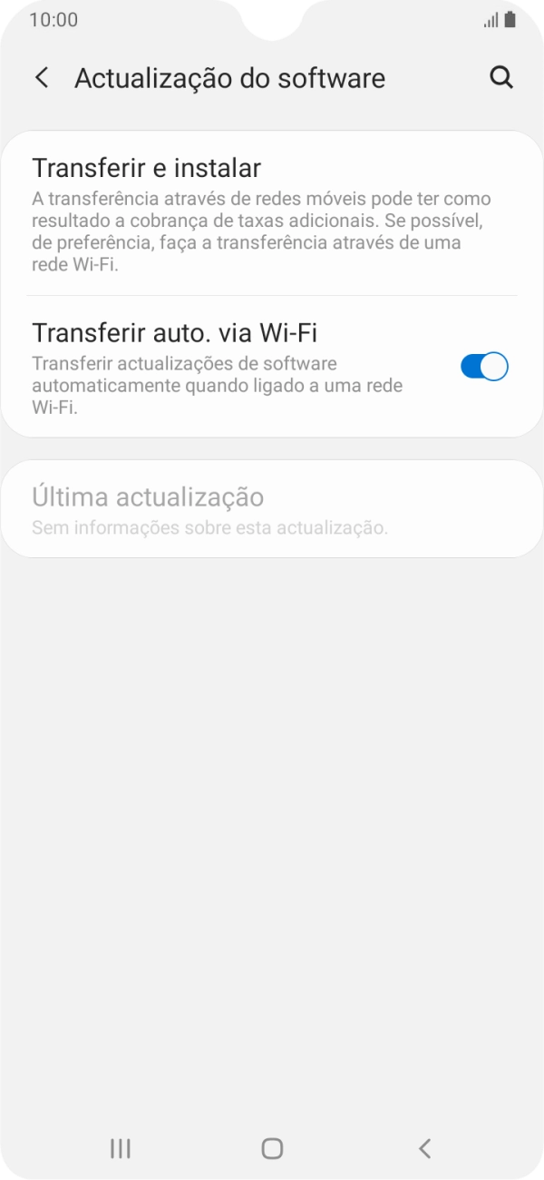 Prima Transferir e instalar. Se existir uma nova versão de software disponível, será agora indicado no ecrã. Siga as indicações no ecrã para atualizar o software do telefone.