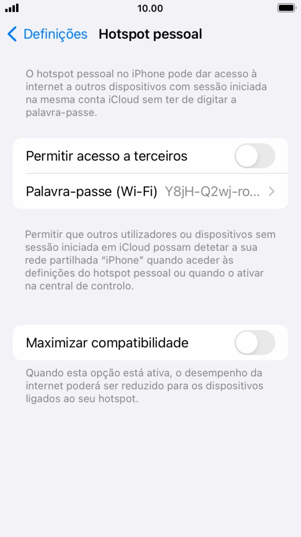 Prima Palavra-passe (Wi-Fi) e introduza a password pretendida.