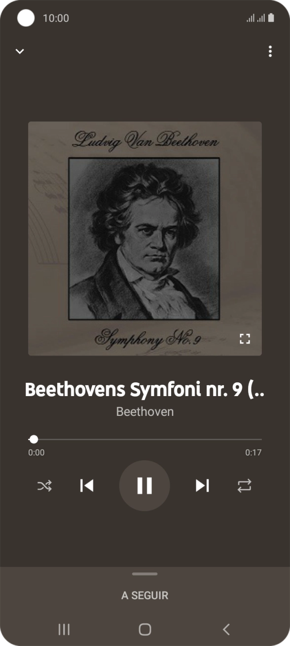 Prima a seta para a direita para ir para o ficheiro de música seguinte.