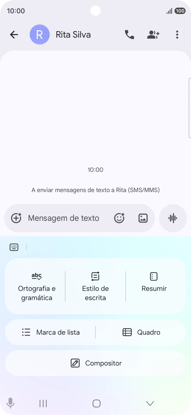 Para gerar um texto, prima Compositor e siga as indicações no ecrã, para utilizar a função.